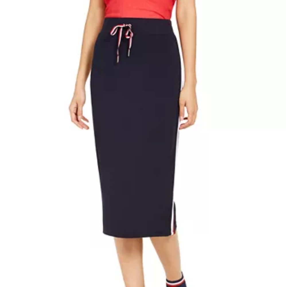 Tommy Hilfiger Side-Striped Midi Skirt